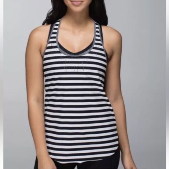 Lululemon Water Bound Singlet Apex Stripe Printed Tank Top 6* Black Dune Black - Picture 2 of 12